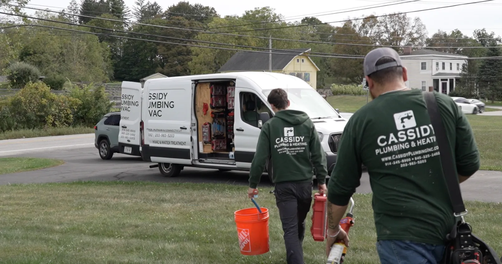 Cassidy Plumbing tech responding to an emergency call